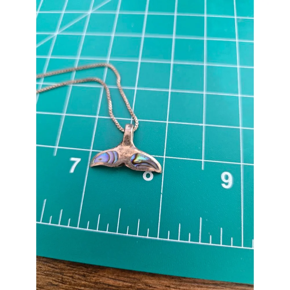 Vintage 925 sterling mermaid or wale tail abalone